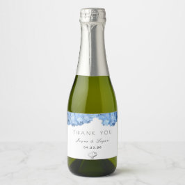 Blue Floral Personal Wedding Wine Label Weinetikett