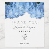 Blue Floral Personal Wedding Wine Label Weinetikett (Einzelnes Label)