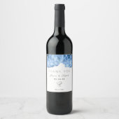 Blue Floral Personal Wedding Wine Label Weinetikett (Vorderseite)