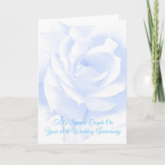 Blue Floral Personalisiert 60. Hochzeitstag Karte (Vorderseite)