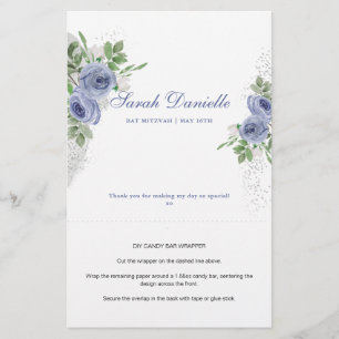 Blue Floral Personalisiert Candy Bar Wrapper