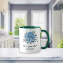 Blue Floral Personalisiert I Liebe You Mama Mother