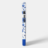 Blue Floral Personalisiert iPhone Case (Rückseite / Links)