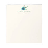 Blue Floral Personalisiert Notepad Notizblock (Vorderseite)