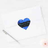 Blue Floral Personalisiert Wedding Herz-Aufkleber (Umschlag)