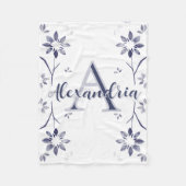 Blue Floral Personalized Monogram Name Fleecedecke (Vorderseite)