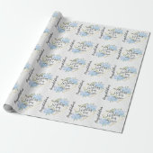 Blue Floral - Persönliche Hochzeit Geschenkpapier (Ungerollt)
