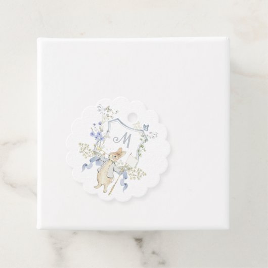 Blue Floral Peter die Rabbit Monogram Baby Dusche Geschenkanhänger (Beispiel)