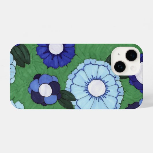 Blue Floral Phone Case iPhone Hülle (Rückseite (Horizontal))