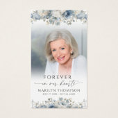 Blue Floral Photo Funeral Prayer Card (Vorderseite)