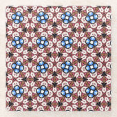 Blue Floral Pink and Brown Glasuntersetzer (Vorderseite)