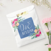 Blue Floral Pink Rosenknospe Wedding Personalisier Geschenktütchen (Versiegelt)