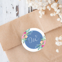Blue Floral Pink Rosenknospe Wedding Personalisier
