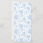 Blue Floral Porcelain Bridal Shower Menu Cards (Rückseite)