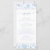 Blue Floral Porcelain Bridal Shower Menu Cards (Vorderseite)