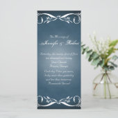 Blue Floral Posh Wedding Program Programm (Stehend Vorderseite)