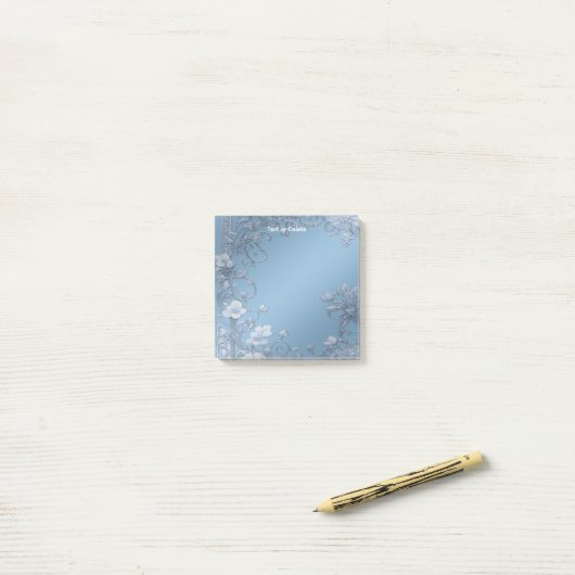 Blue Floral Post It Notes Post-it Klebezettel (Auf Schreibtisch)