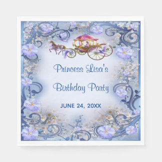 Blue Floral Princess Fairy Schwanz Birthday Serviette