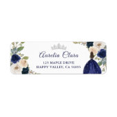 Blue Floral Princess Quinceanera Rücksendeadresse (Vorne)