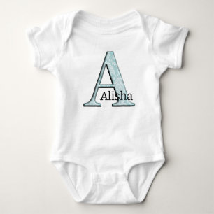 Blue Floral Print A monogram Initialen Geschenke Baby Strampler