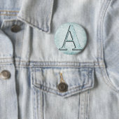 Blue Floral Print A monogram Initialen Geschenke Button (Beispiel)