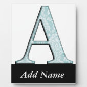 Blue Floral Print A monogram Initialen Geschenke Fotoplatte (Vorderseite)