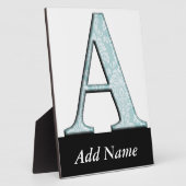 Blue Floral Print A monogram Initialen Geschenke Fotoplatte (Seite)