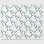 Blue Floral Print A monogram Initialen Geschenke Geschenkpapier (Flach)