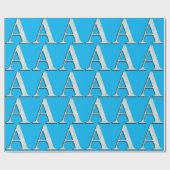 Blue Floral Print A monogram Initialen Geschenke Geschenkpapier (Flach)
