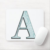 Blue Floral Print A monogram Initialen Geschenke Mousepad (Mit Mouse)