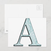 Blue Floral Print A monogram Initialen Geschenke Postkarte (Vorne/Hinten)