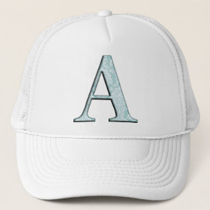 Blue Floral Print A monogram Initialen Geschenke Truckerkappe
