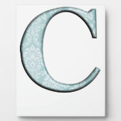 Blue Floral Print C Monogram Initialen Geschenke Fotoplatte (Vorderseite)