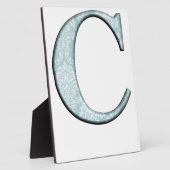 Blue Floral Print C Monogram Initialen Geschenke Fotoplatte (Seite)