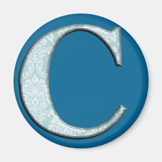 Blue Floral Print C Monogram Initialen Geschenke Magnet (Vorne)