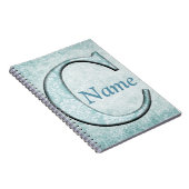 Blue Floral Print C Monogram Initialen Geschenke Notizblock (Rechte Seite)
