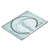 Blue Floral Print C Monogram Initialen Geschenke Notizblock (Linke Seite)