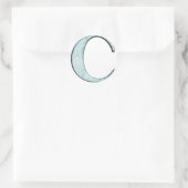 Blue Floral Print C Monogram Initialen Geschenke Runder Aufkleber (Tasche)