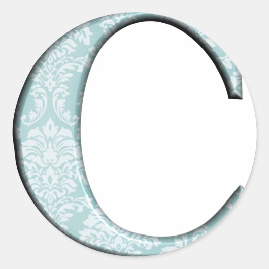 Blue Floral Print C Monogram Initialen Geschenke Runder Aufkleber (Vorderseite)