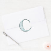Blue Floral Print C Monogram Initialen Geschenke Runder Aufkleber (Umschlag)