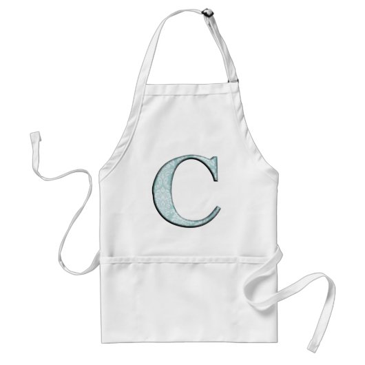 Blue Floral Print C Monogram Initialen Geschenke Schürze (Vorne)