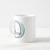 Blue Floral Print D Monogramm Initialen Coffee Tas Kaffeetasse (Vorderseite Links)