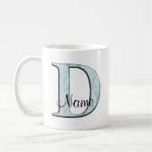 Blue Floral Print D Monogramm Initialen Coffee Tas Kaffeetasse (Links)