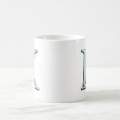 Blue Floral Print K Monogramm Initialen Coffee Tas Kaffeetasse (Mittel)