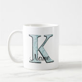 Blue Floral Print K Monogramm Initialen Coffee Tas Kaffeetasse (Links)