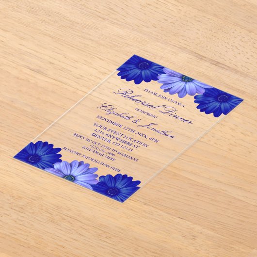 Blue Floral Probe Dinner Acryleinladungen (Ablage )