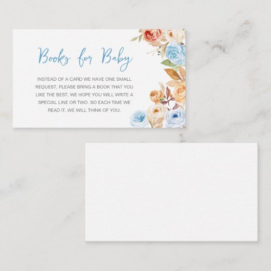 Blue Floral Pumpkin Baby Duschbücher für Baby Begleitkarte (Vorne/Hinten)