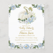 Blue Floral Pumpkin Baby Dusche Budget Einladung (Vorderseite)