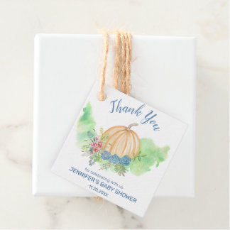 Blue Floral Pumpkin Baby Dusche Danke Geschenkanhänger