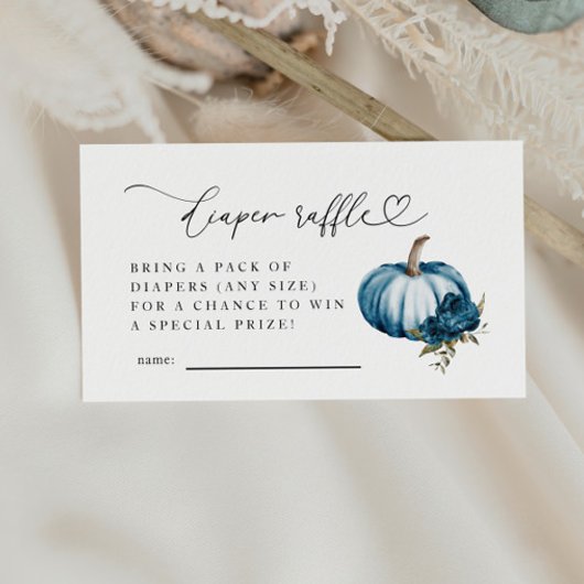 Blue Floral Pumpkin Diaper Raffle Ticket Begleitkarte